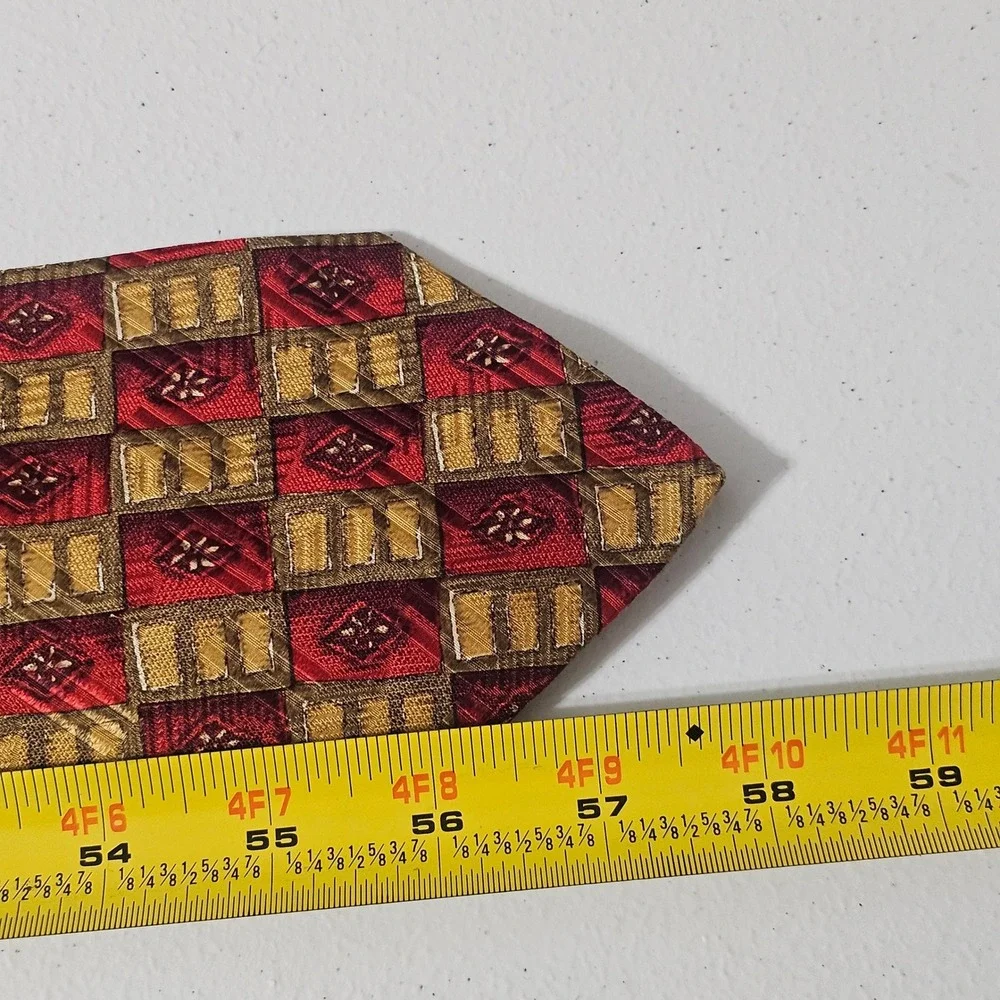 Robert Talbott Best of Class Silk Tie Red‎ Gold Geometric Luxury Business USA